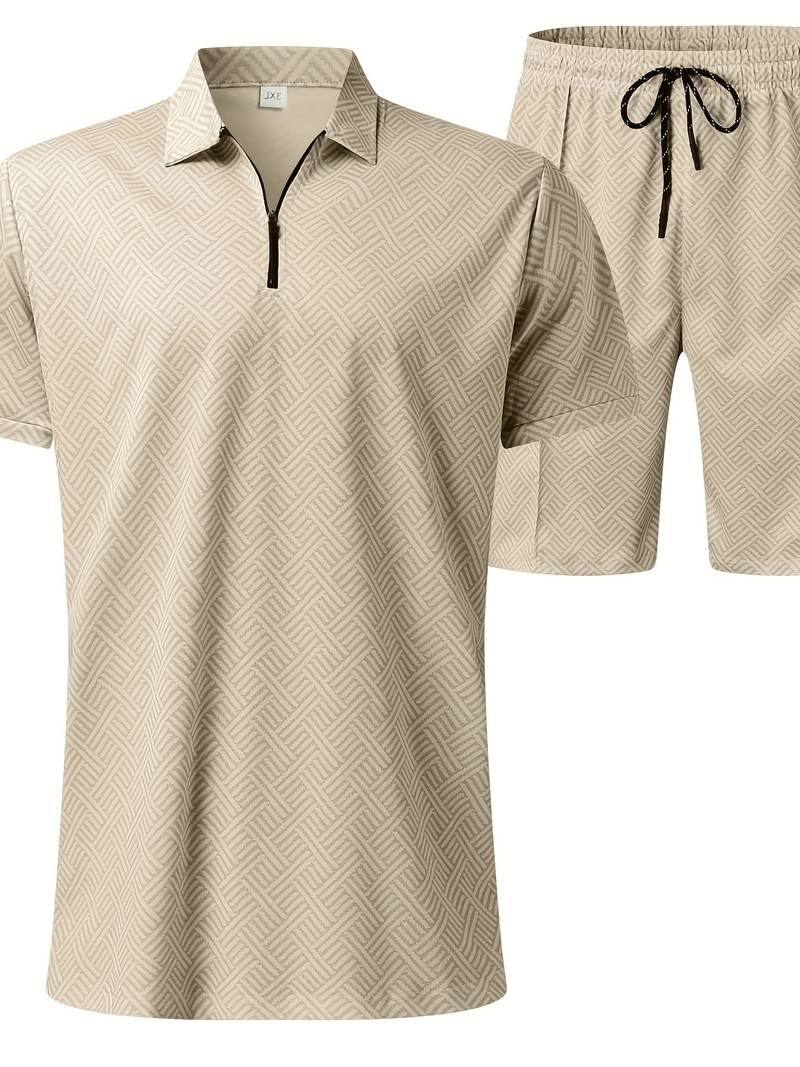 Men's Casual Stylish Fabric Outfit with Coordinated Top and Shorts