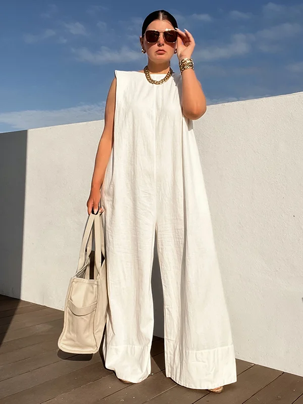 Variant image for Women's Elegant Wide-Leg Jumpsuit with Sleeveless Design-6