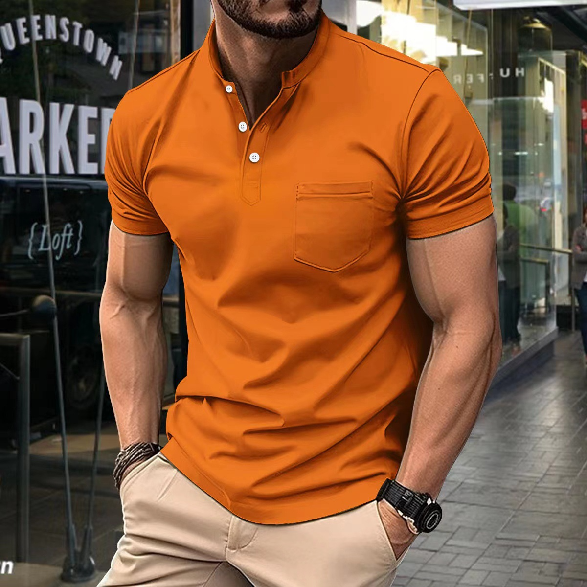 Variant image for Men's Comfortable Cotton T-Shirt with V-Neck Design-31