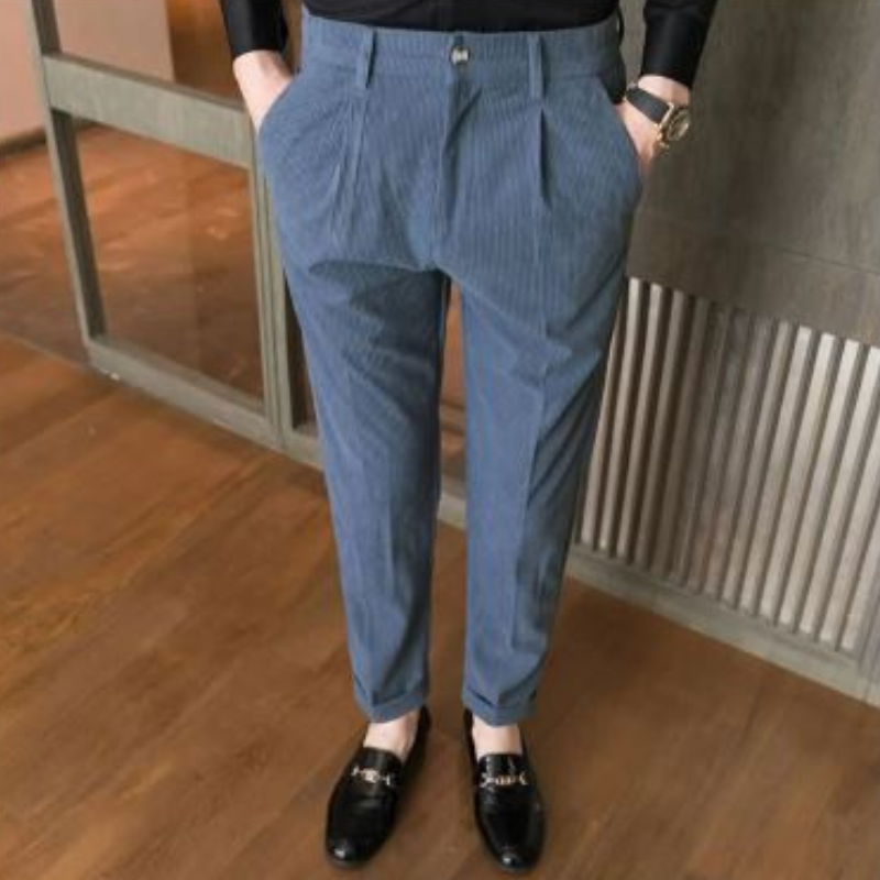 Men’s Casual Straight Corduroy Jeans with Double Pleat | Perfect for All Seasons