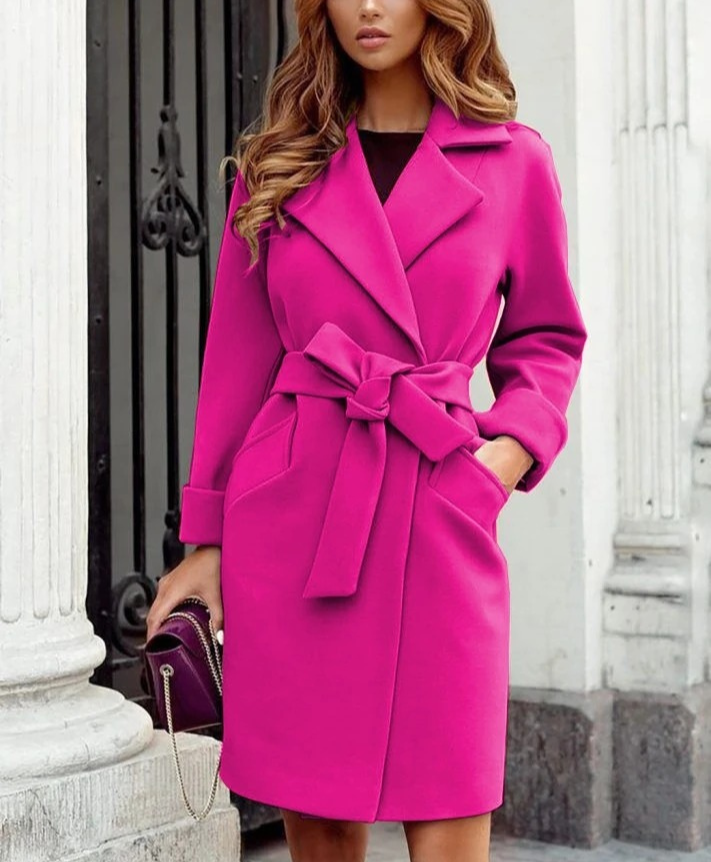 Women's Elegant Trench Coat with Belt and Lapel | Perfect for All Seasons