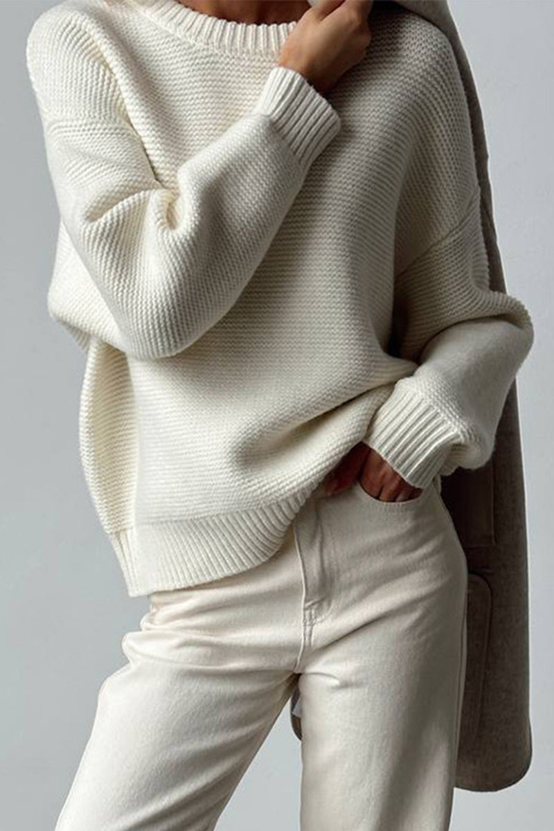 Women's Comfortable Knit Sweater with Round Neckline