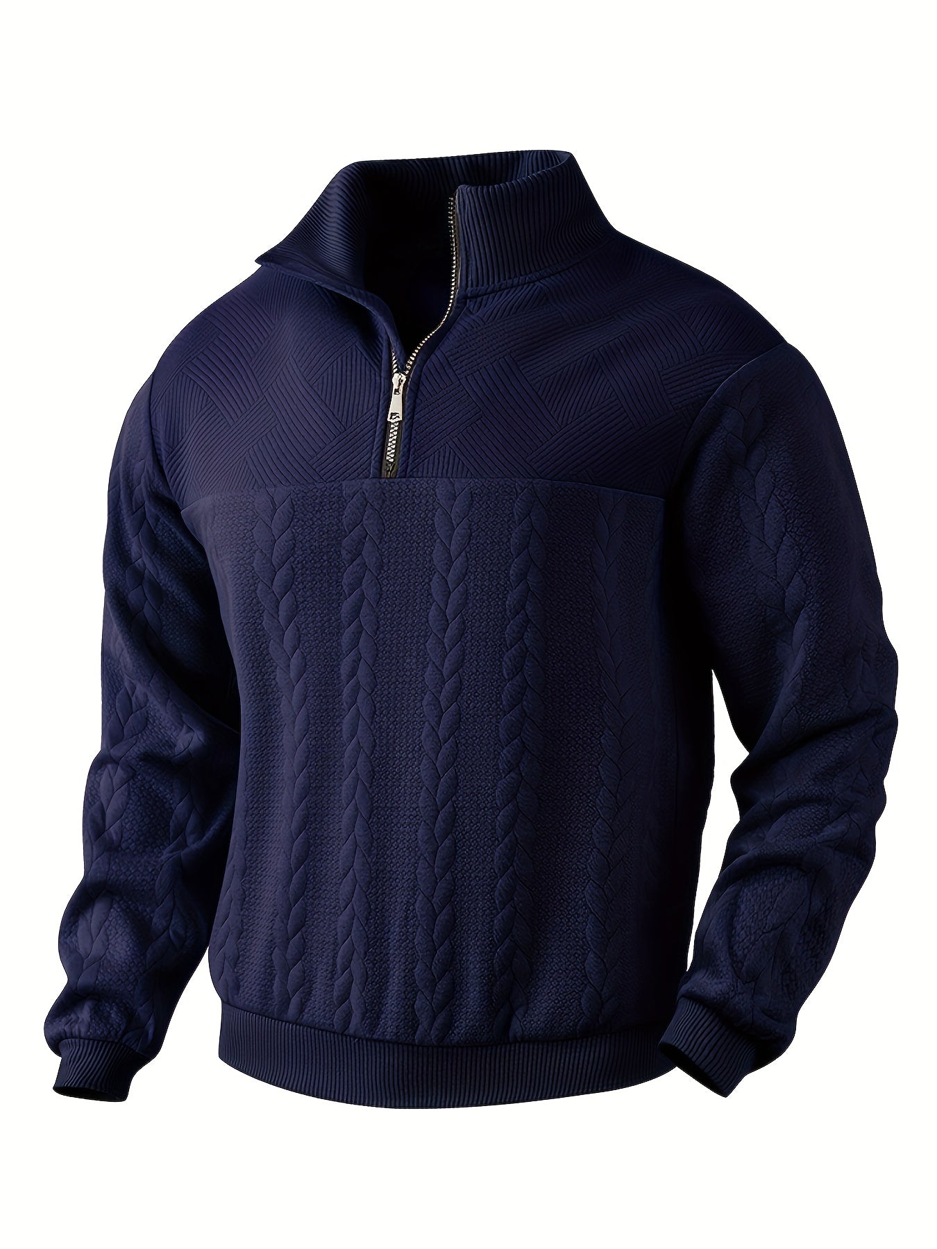 Men's Vintage Casual High Sweater with Stand-Up Collar and Zipper