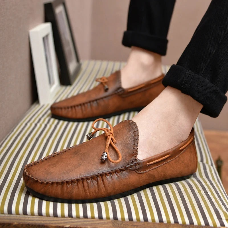 Men's Luxurious Soft Leather Loafers with Unique Band