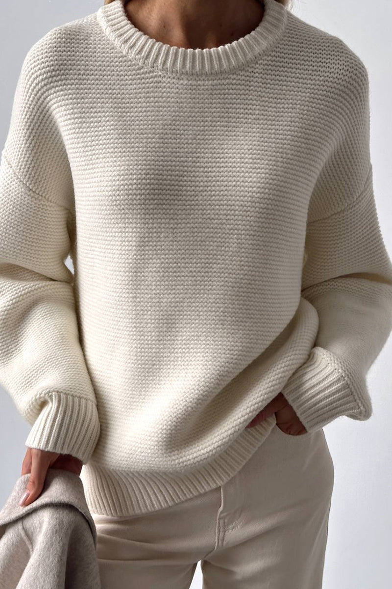 Women's Comfortable Knit Sweater with Round Neckline
