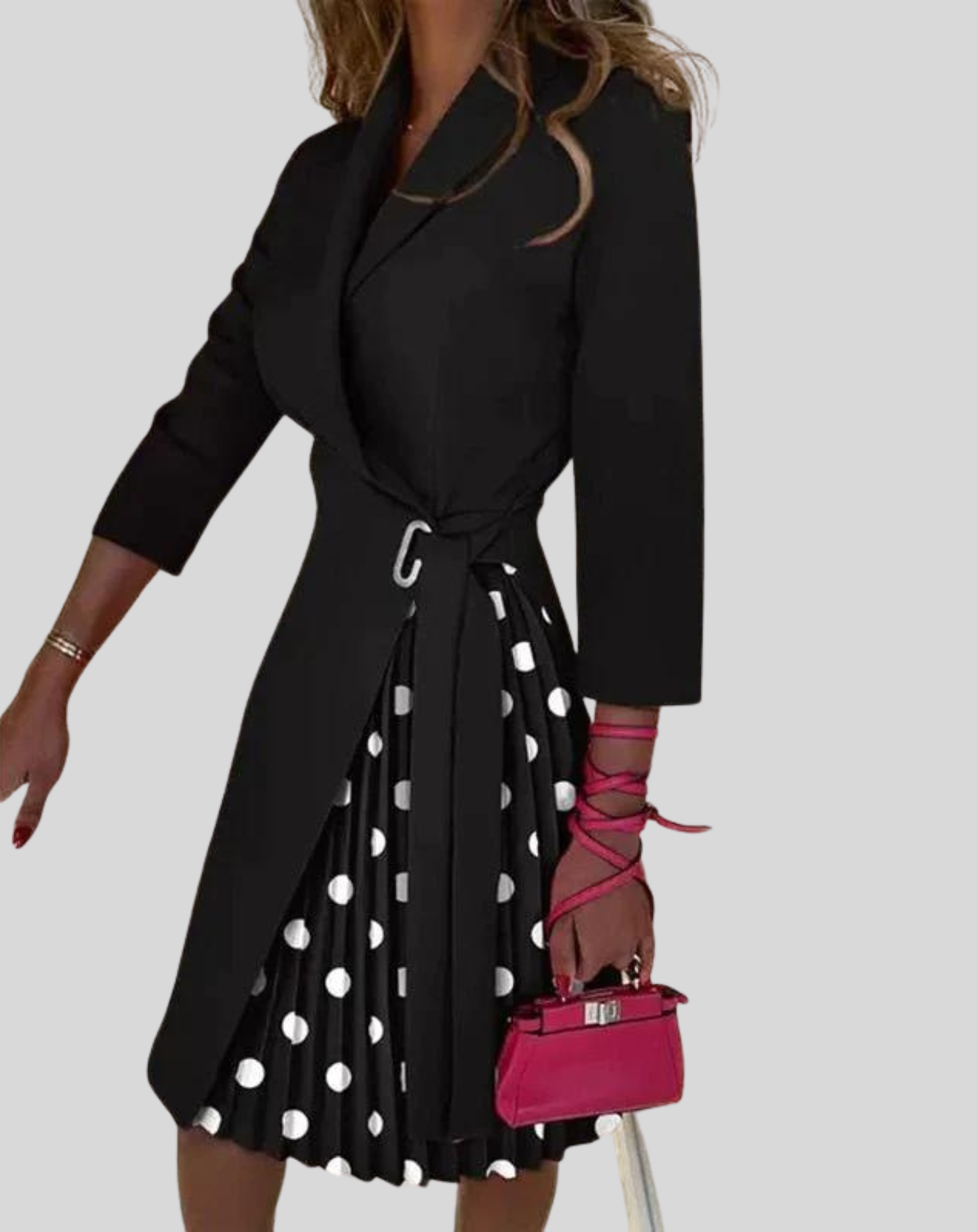 Women's Stylish Multicolored Blazer Dress with Half Sleeves and Side Belt | Perfect for All Seasons