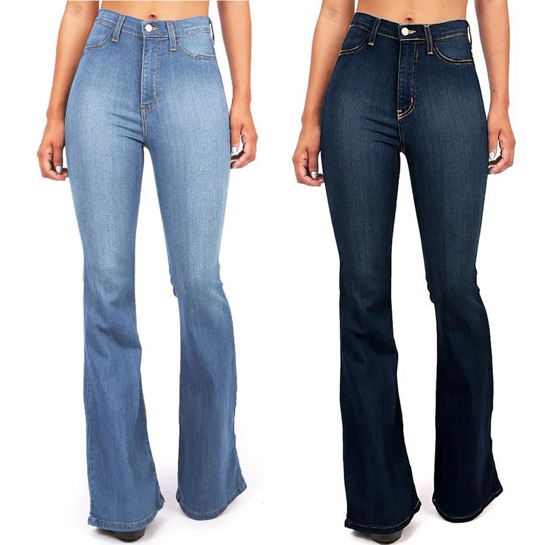 Women's Stylish Stretch Flare Jeans with Highly Cut Waist