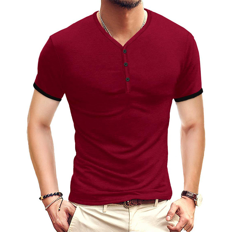 Variant image for Men's Comfortable Cotton T-Shirt with V-Neck Design-25