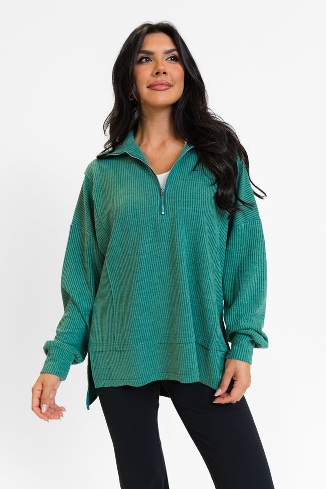 Variant image for Women's Comfortable Ribbed Sweater with Quarter-Zip Closure-1