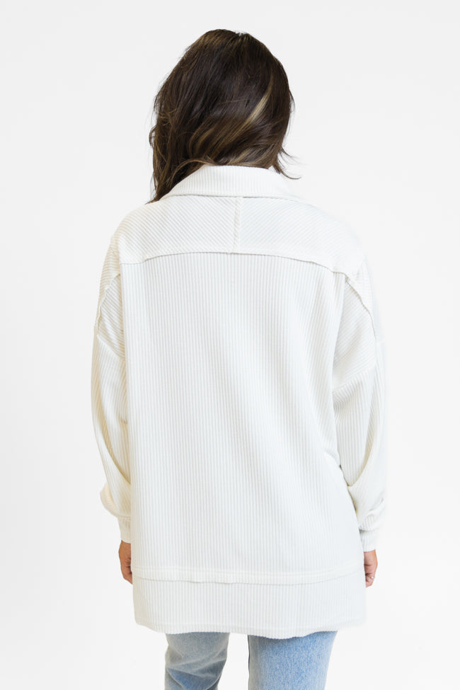 Women's Comfortable Ribbed Sweater with Quarter-Zip Closure