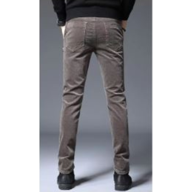 Men's Modern Corduroy Pants with Elastic Waistband and Zipper Pockets