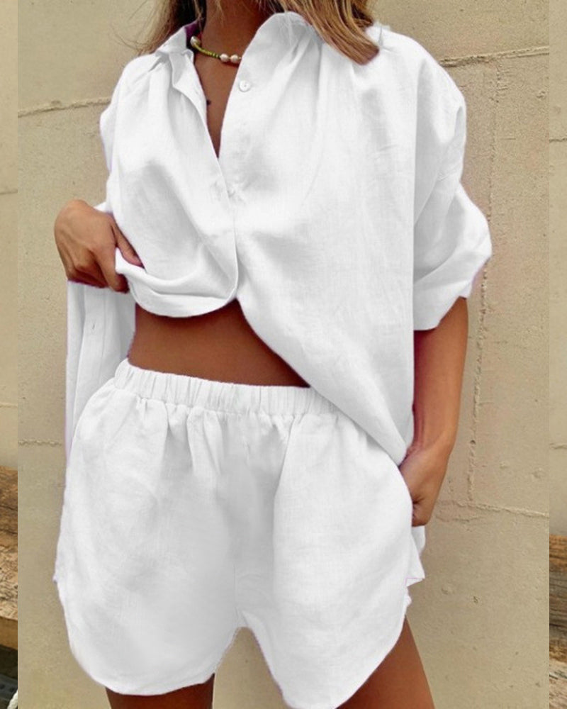 Women's Chic Breathable Fabric Shirt with Shorts