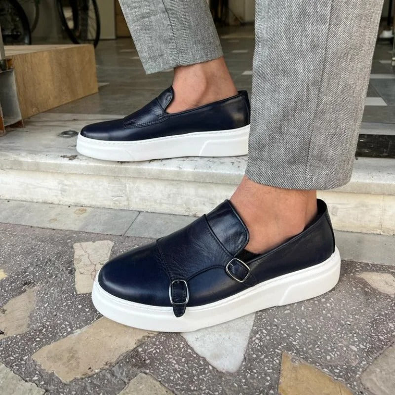Men's Elegant Handmade Leather Loafer with Platform Sole