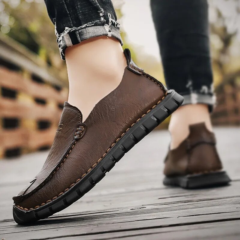 Men's Elegant Handmade Leather Loafer with Slip-On Design