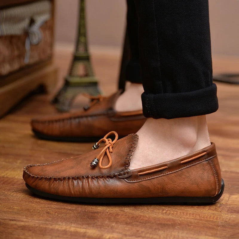 Men's Luxurious Soft Leather Loafers with Unique Band