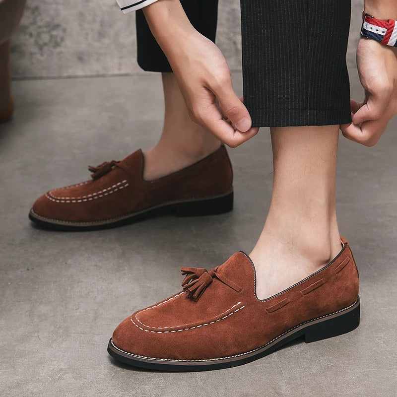Men's Refined Suede Loafers with Elegant Detailing