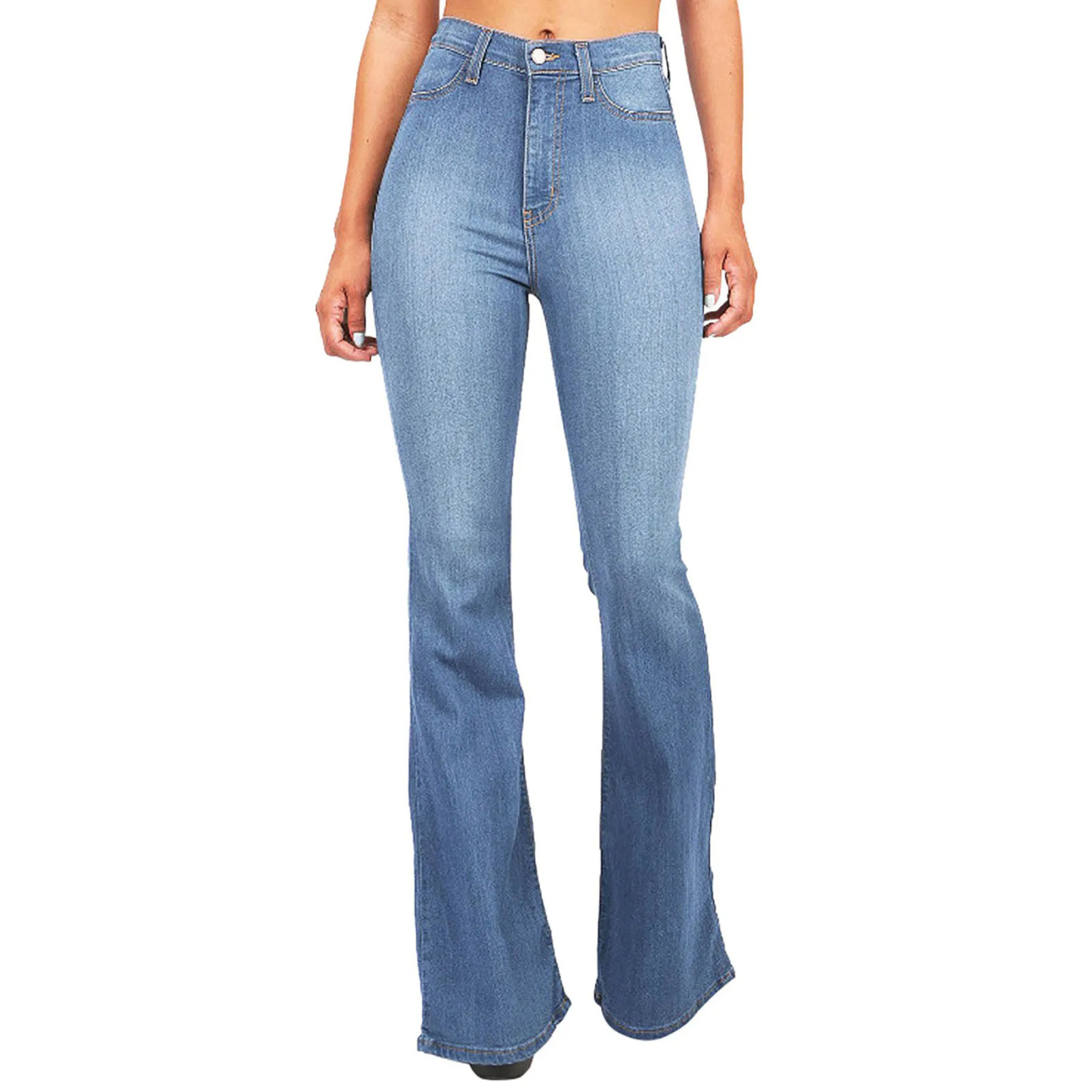 Women's Stylish Stretch Flare Jeans with Highly Cut Waist