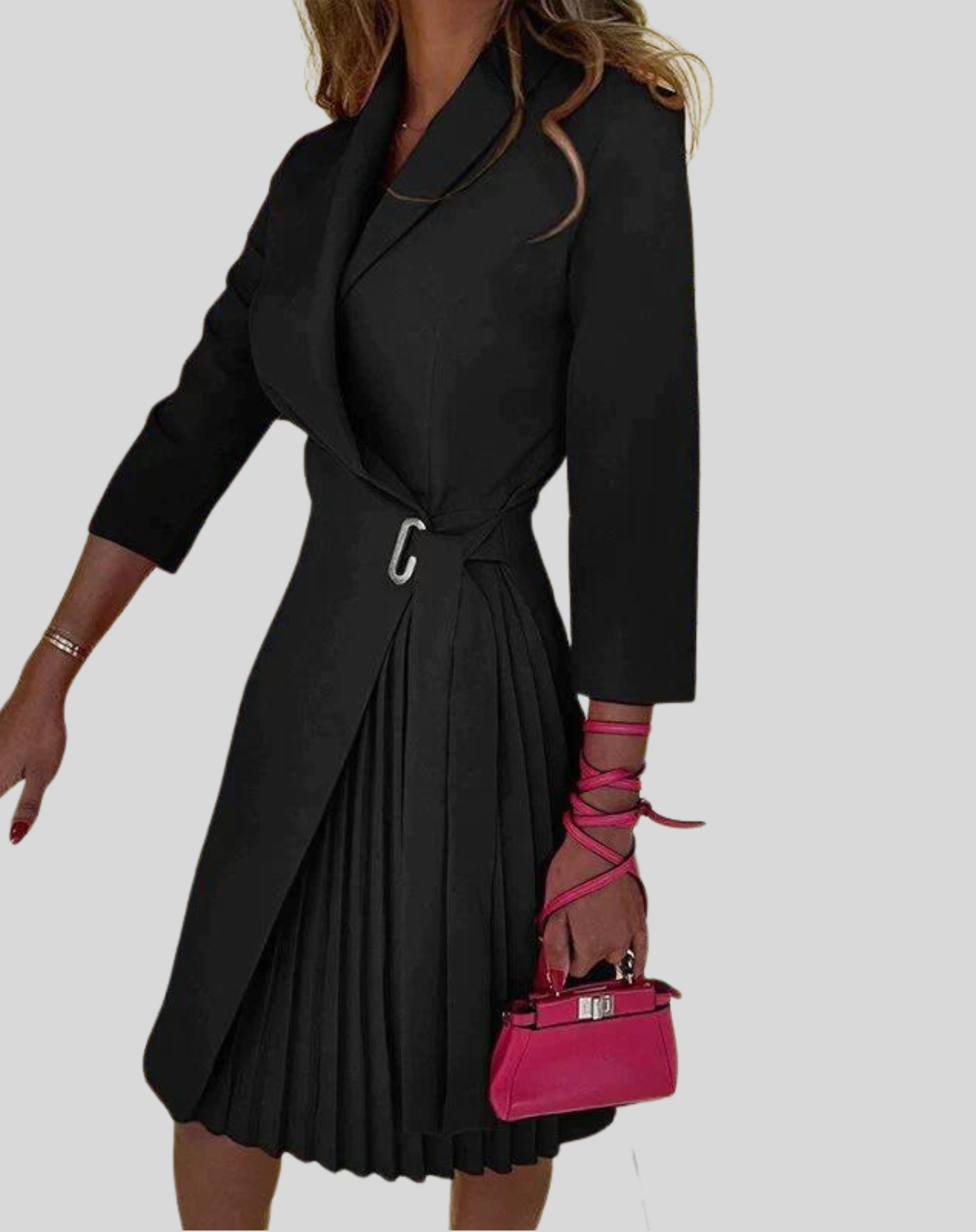 Women's Stylish Multicolored Blazer Dress with Half Sleeves and Side Belt | Perfect for All Seasons