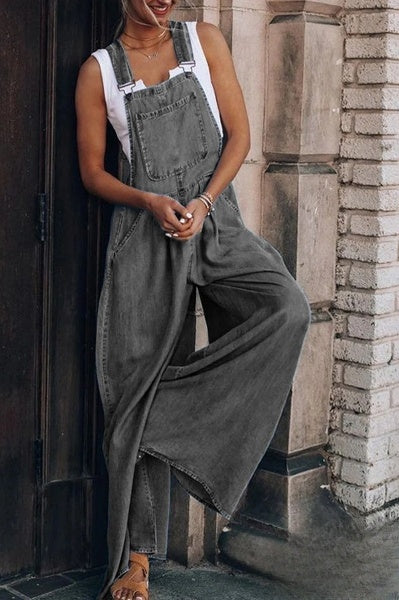 Women's Stylish High-Quality Denim Jumpsuit with Adjustable Straps