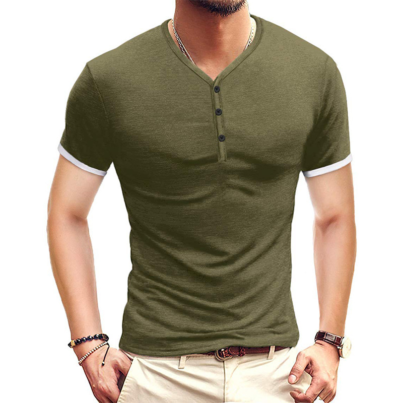 Variant image for Men's Comfortable Cotton T-Shirt with V-Neck Design-19