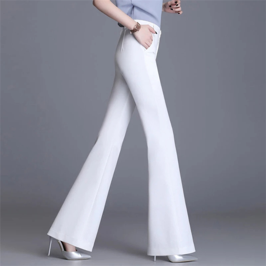 Women's Elegant High Waist Wide Leg Pants with Flared Design