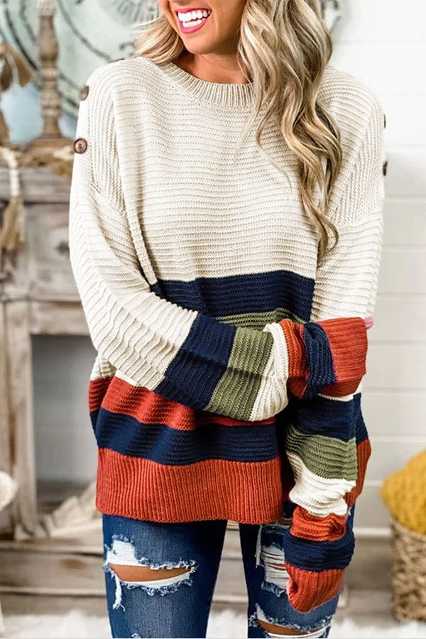 Women's Modern Knit Sweater with Shoulder Accents