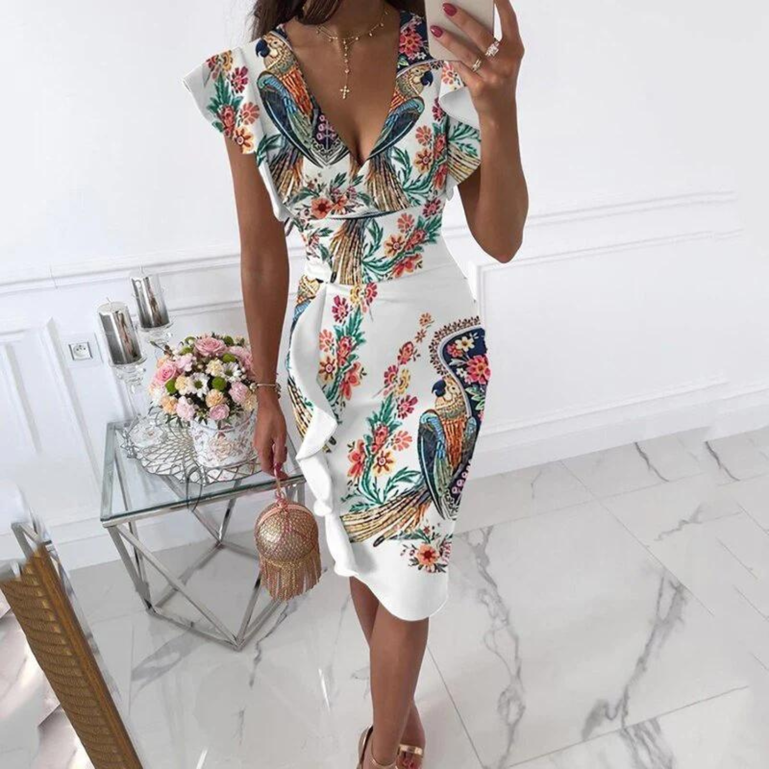 Variant image for Women's Elegant High-Quality V-Neck Dress with Recommended Sleeves-25