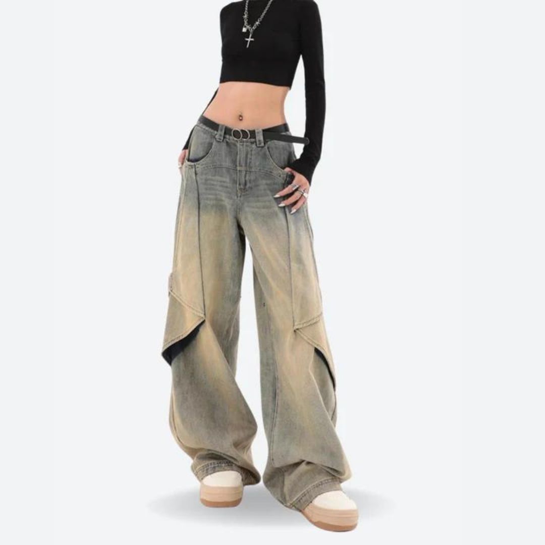Women’s Stylish Layered Baggy Denim Pants | Perfect for All Seasons