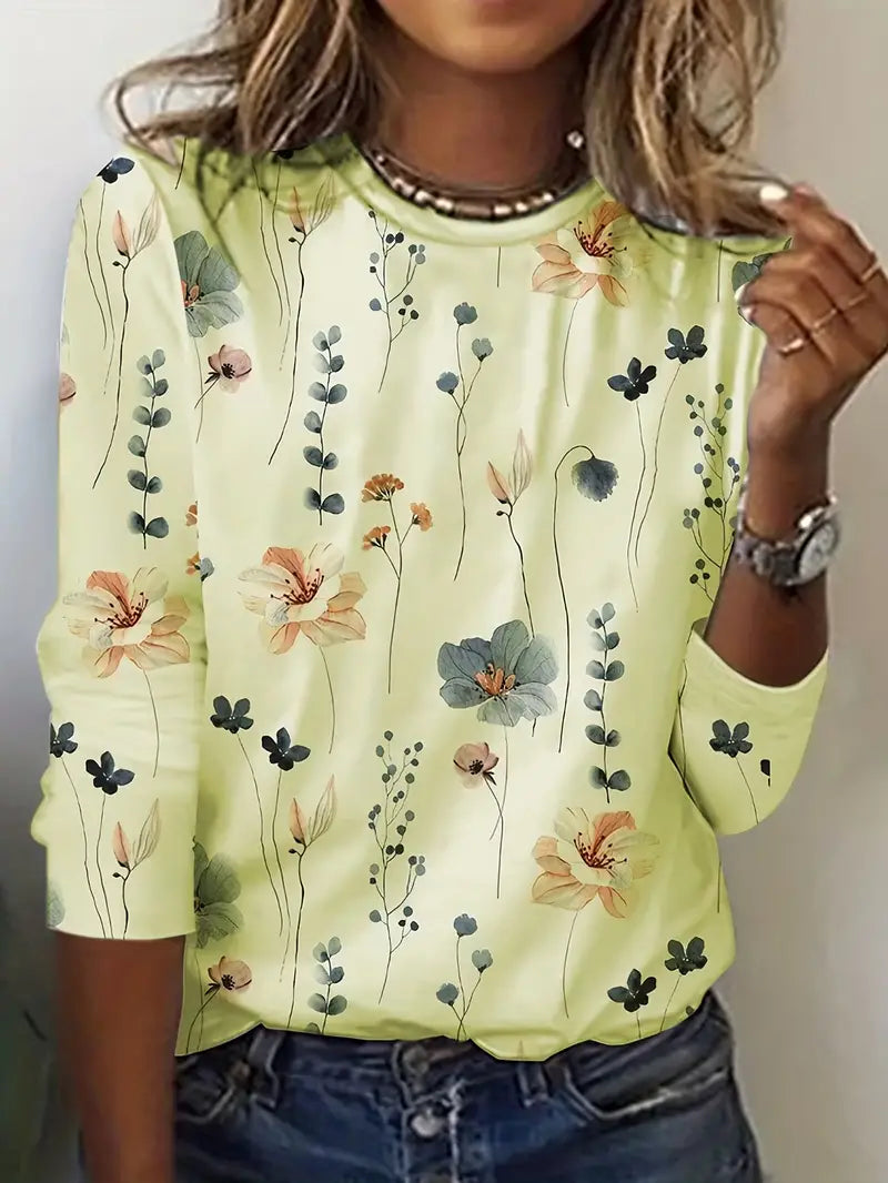 Variant image for Women's Casual Cotton T-Shirt with Floral Print Design-25