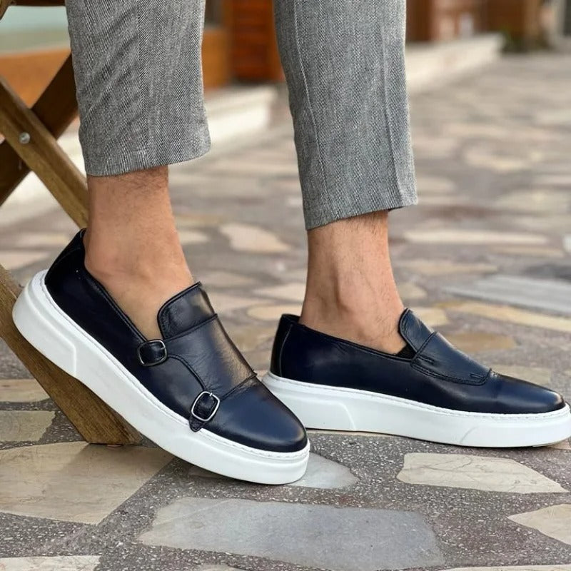 Men's Elegant Handmade Leather Loafer with Platform Sole