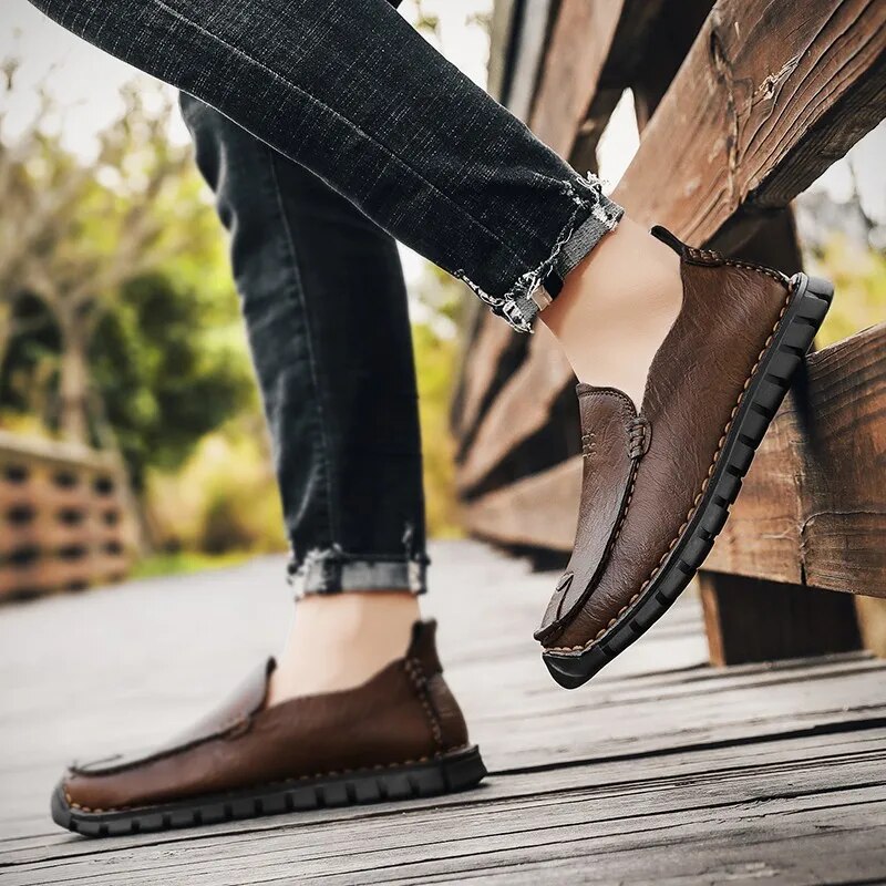 Men's Elegant Handmade Leather Loafer with Slip-On Design