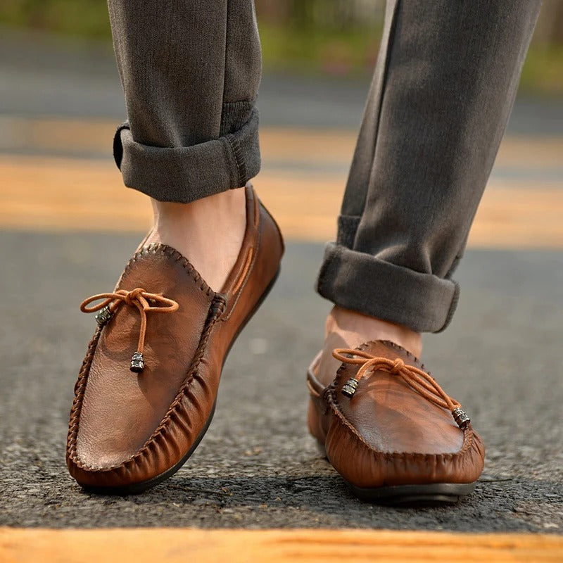 Men's Luxurious Soft Leather Loafers with Unique Band