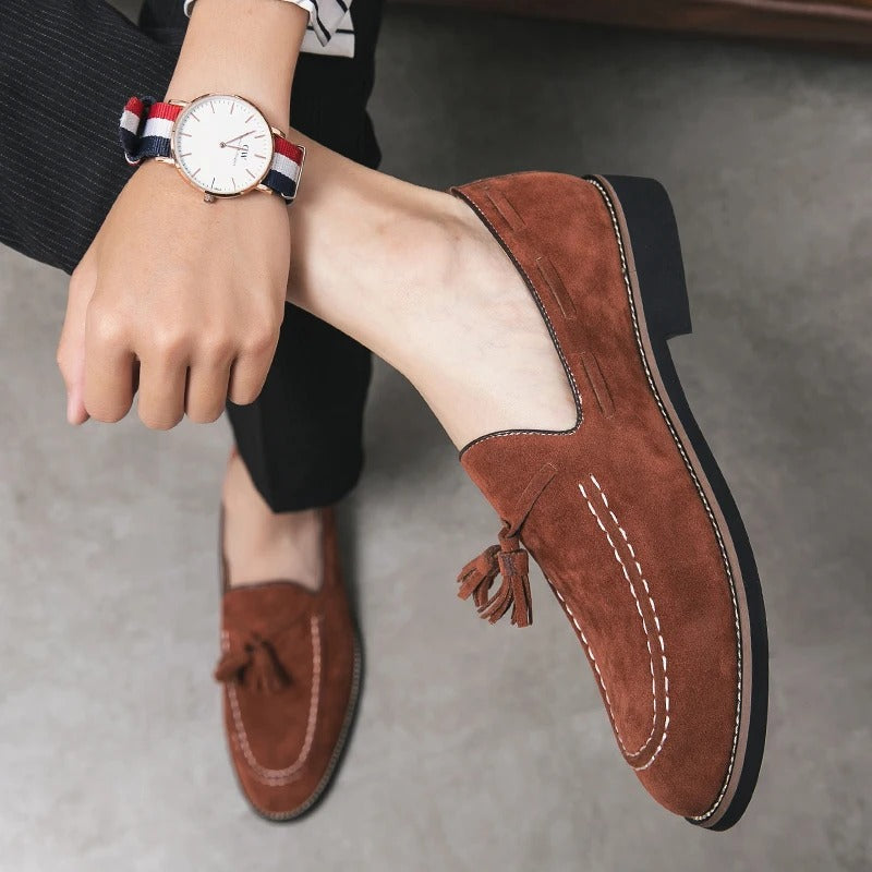 Men's Refined Suede Loafers with Elegant Detailing