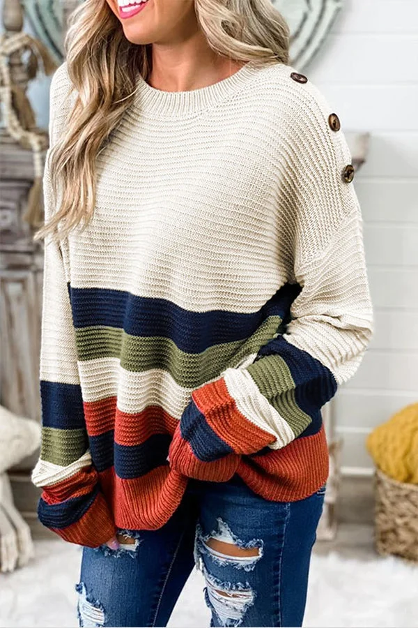 Women's Modern Knit Sweater with Shoulder Accents