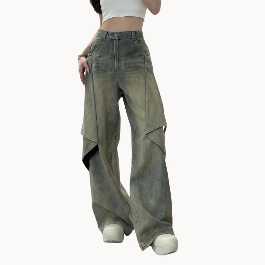 Women’s Stylish Layered Baggy Denim Pants | Perfect for All Seasons