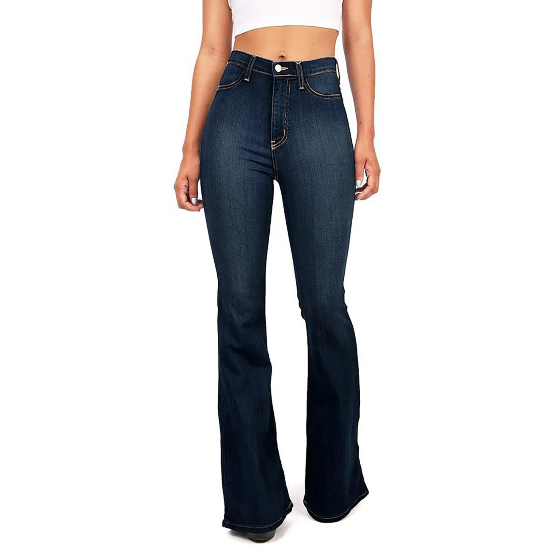 Women's Stylish Stretch Flare Jeans with Highly Cut Waist