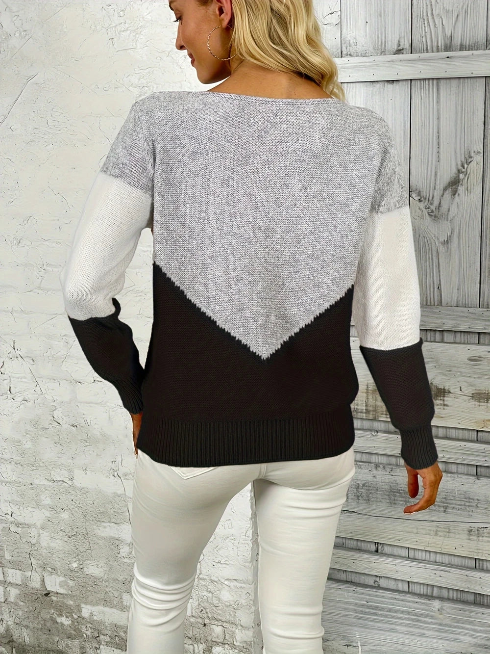 Women's Elegant Knit Sweater with Openwork Design