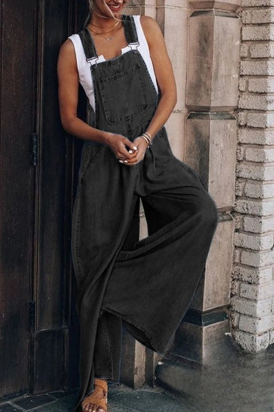 Women's Stylish High-Quality Denim Jumpsuit with Adjustable Straps