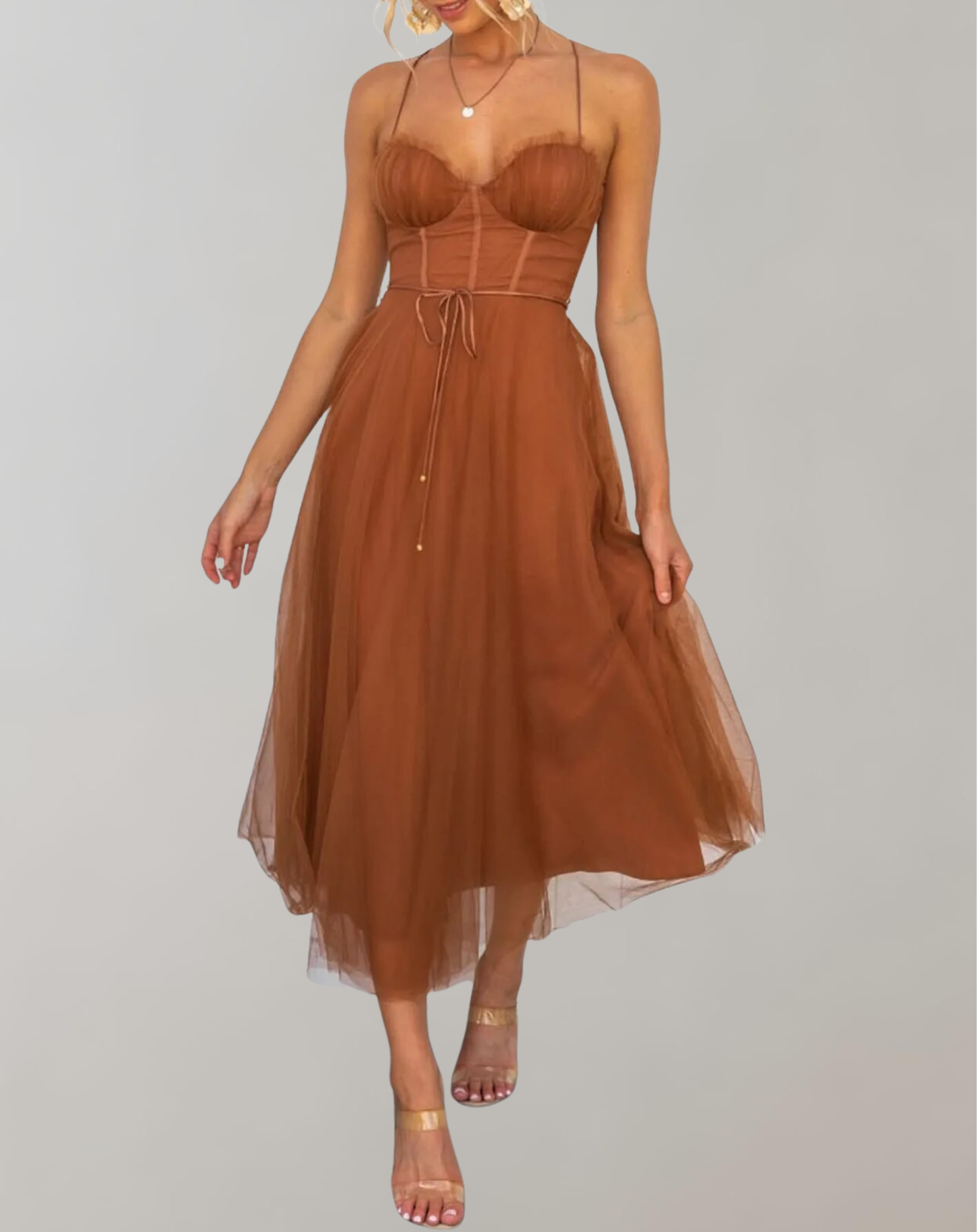 Women's Elegant Polyester Bodycon Dress with Sleeveless Design
