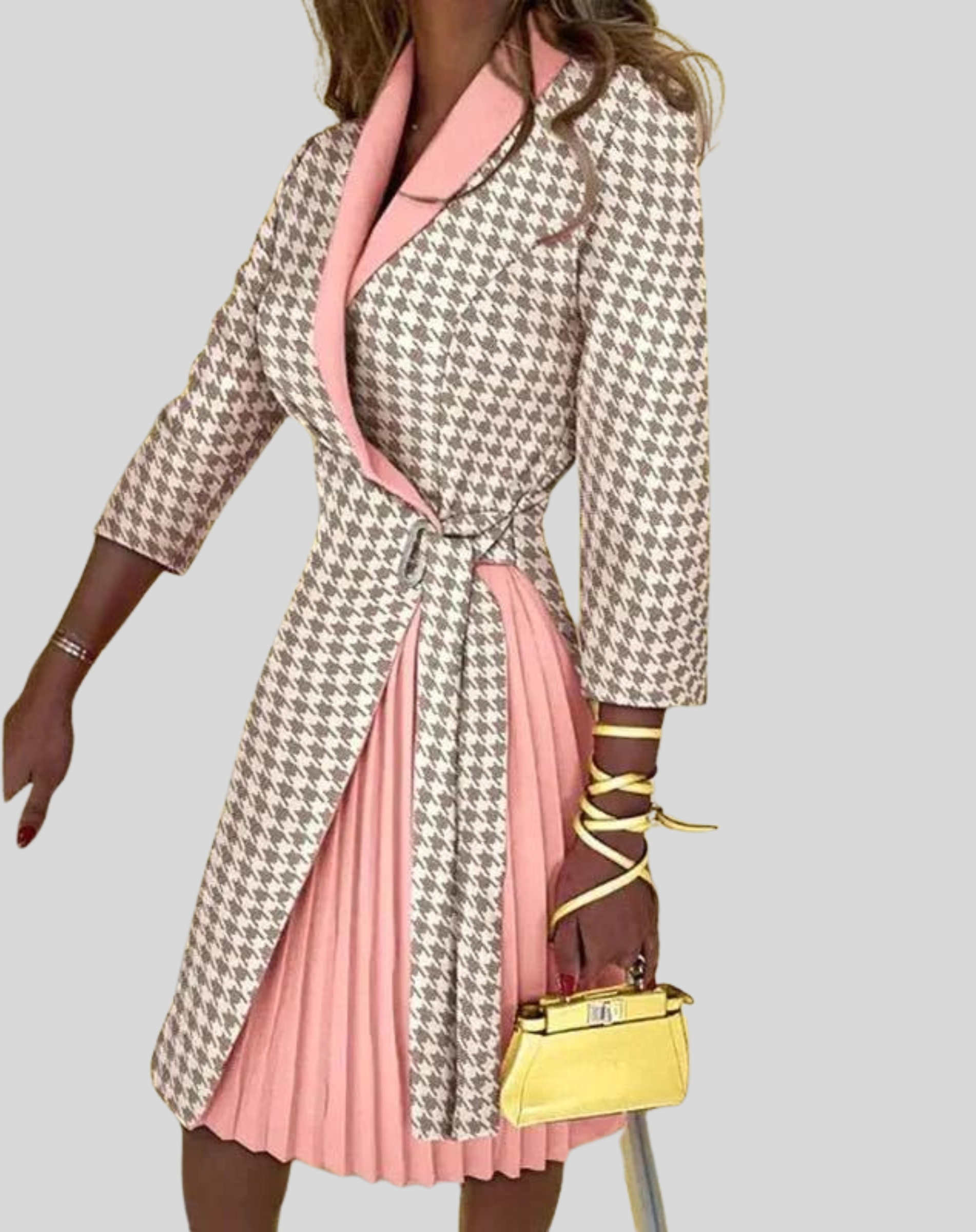 Women's Stylish Multicolored Blazer Dress with Half Sleeves and Side Belt | Perfect for All Seasons