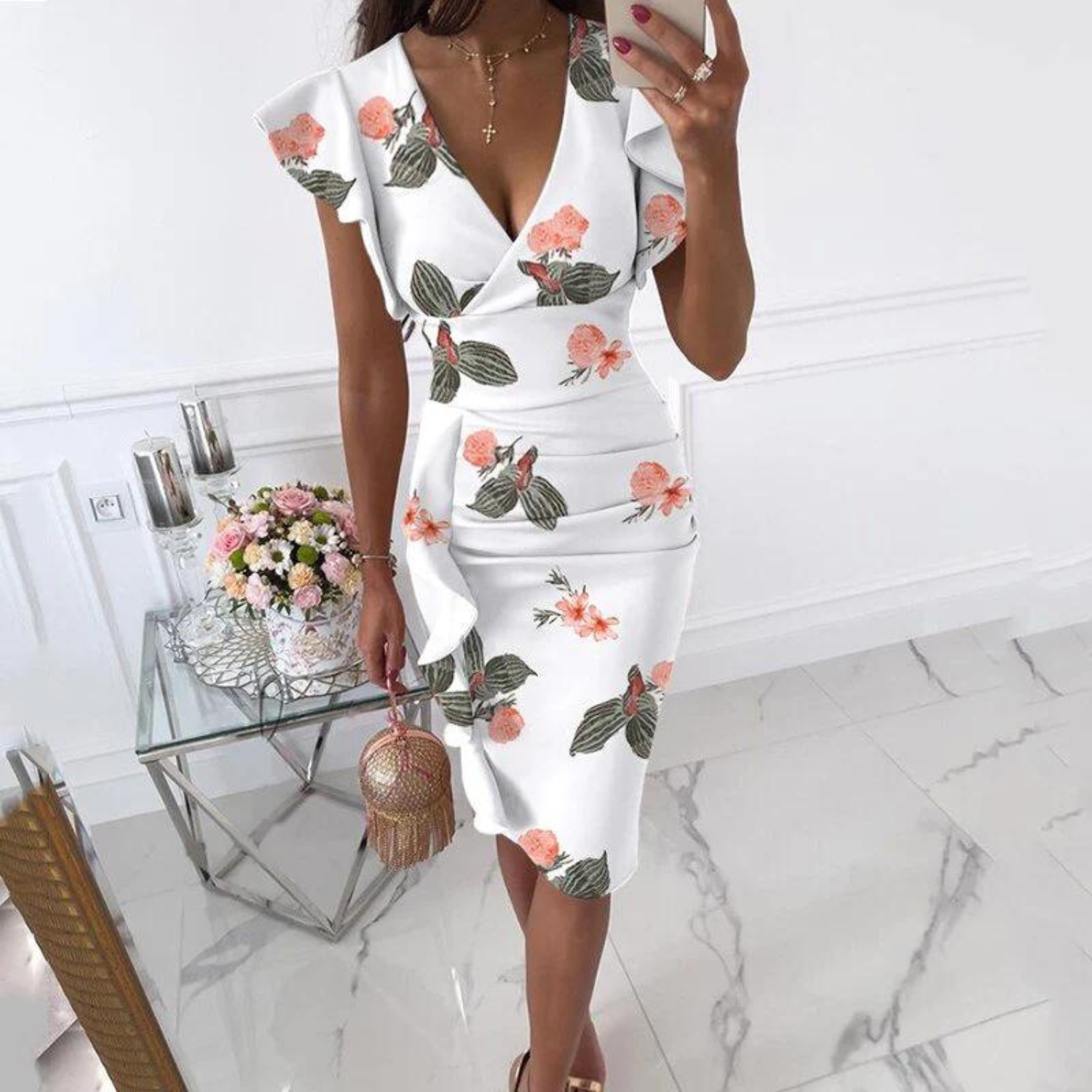 Variant image for Women's Elegant High-Quality V-Neck Dress with Recommended Sleeves-31