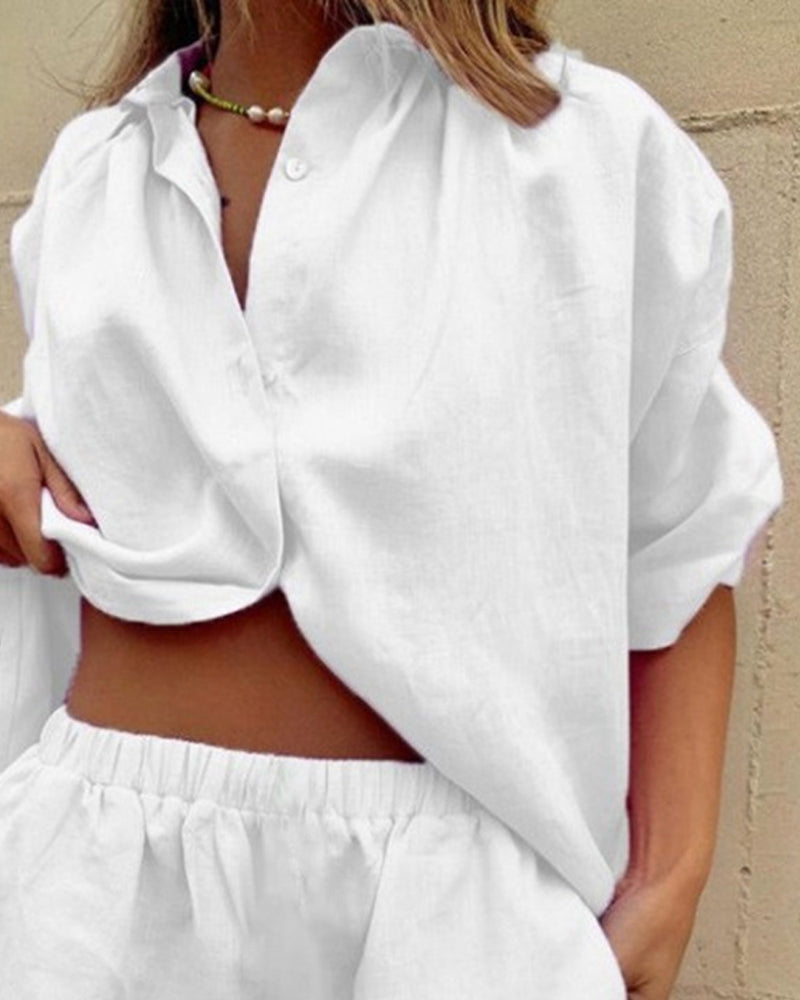 Women's Chic Breathable Fabric Shirt with Shorts
