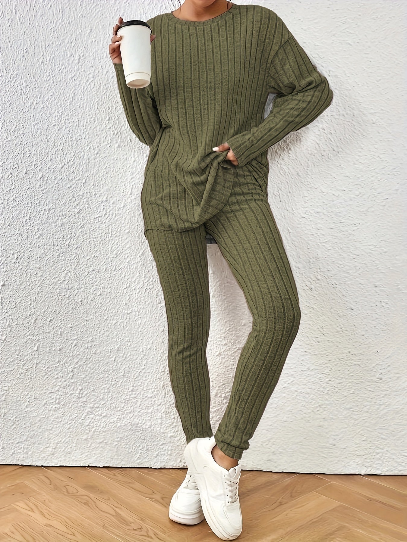 Variant image for Women's Casual Cotton Sweater Set with Jogging Pants for Relaxed Comfort-25