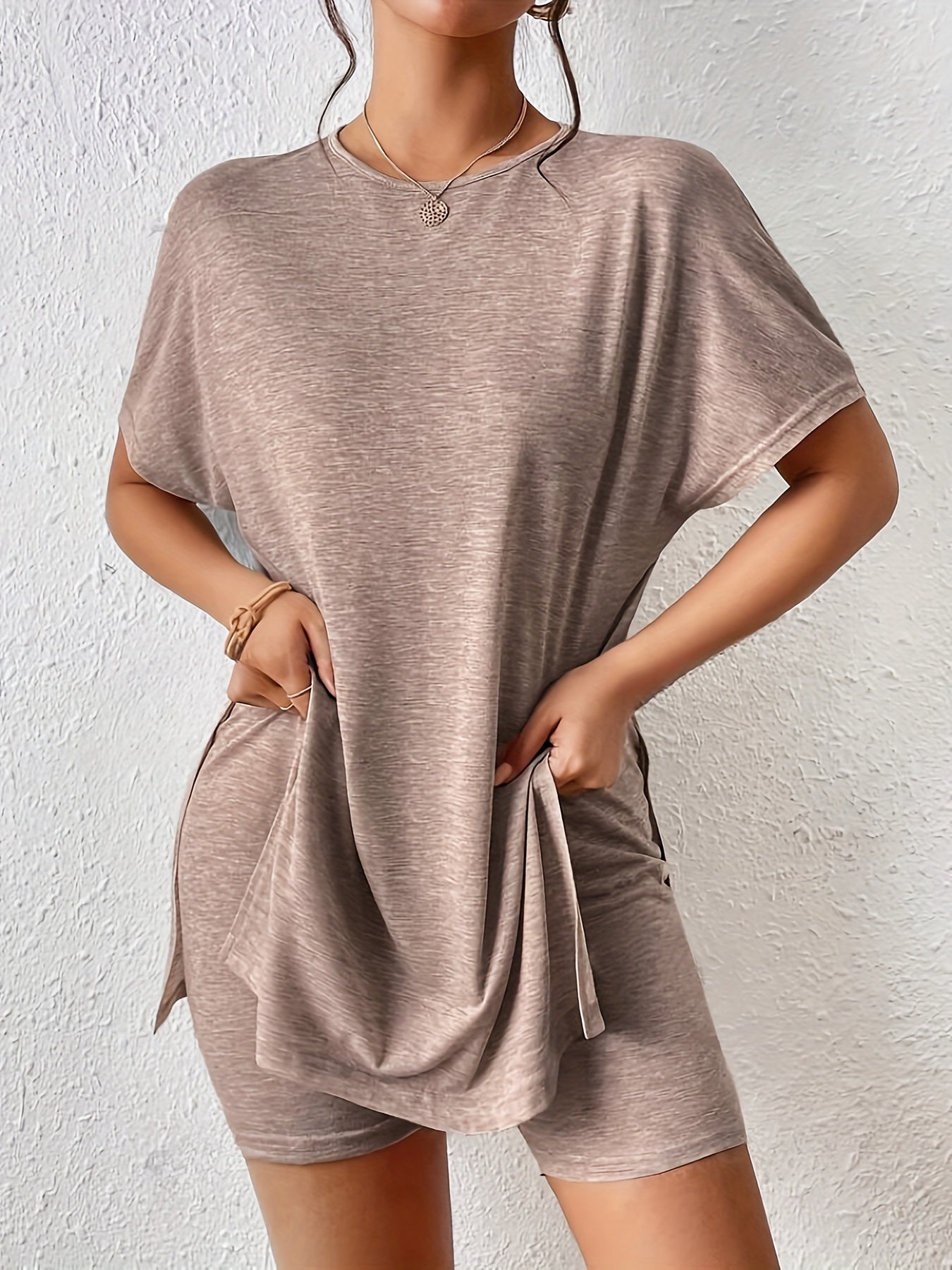 Women's Comfortable Loungewear Set with Stylish T-Shirt and Elastic Waist Shorts