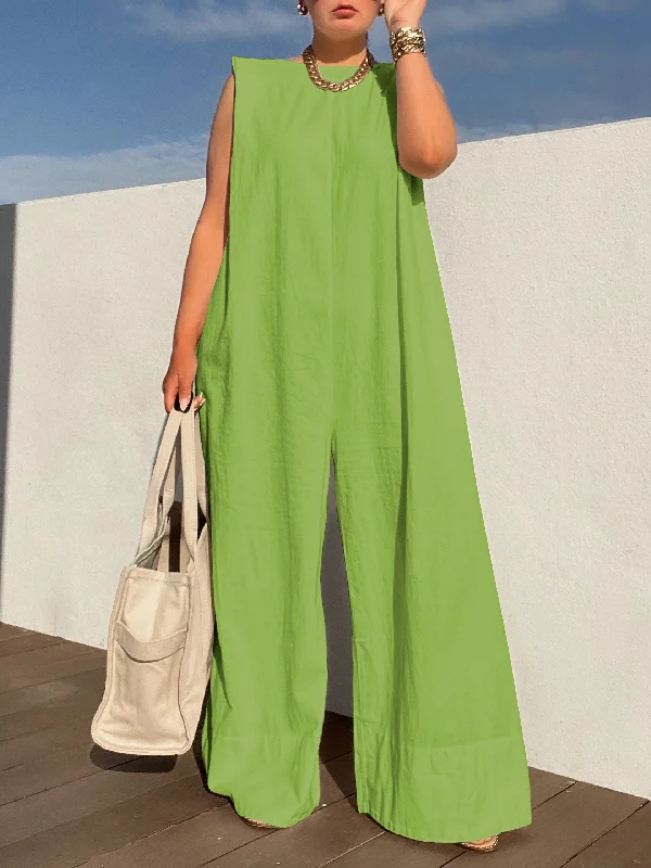 Variant image for Women's Elegant Wide-Leg Jumpsuit with Sleeveless Design-16