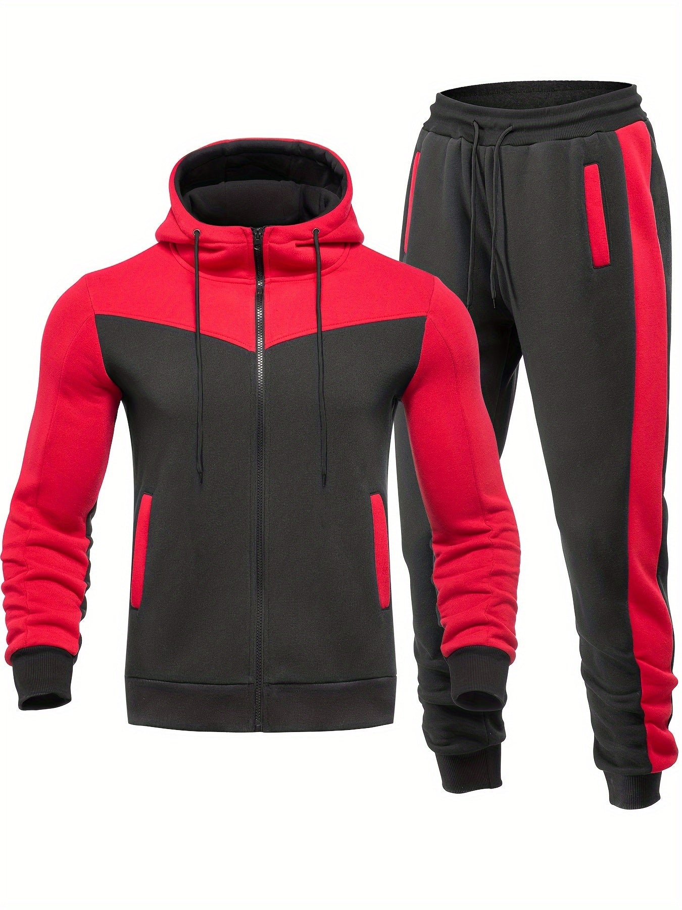 Men's Casual Comfortable Fabric Training Suit with Collar Jacket and Pants