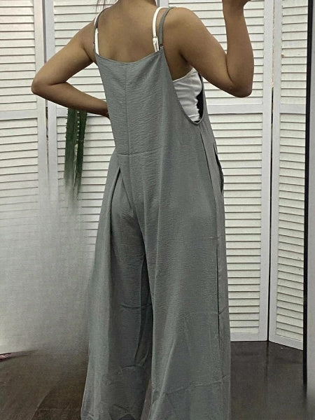 Women's Elegant High-Quality Jumpsuit with Wide Legs and Spaghetti Straps
