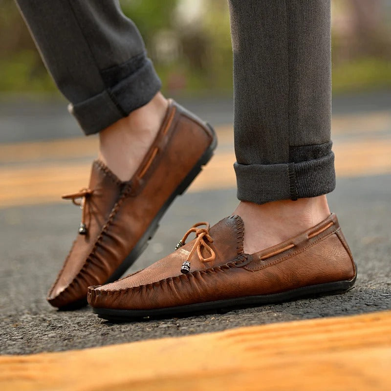 Men's Luxurious Soft Leather Loafers with Unique Band
