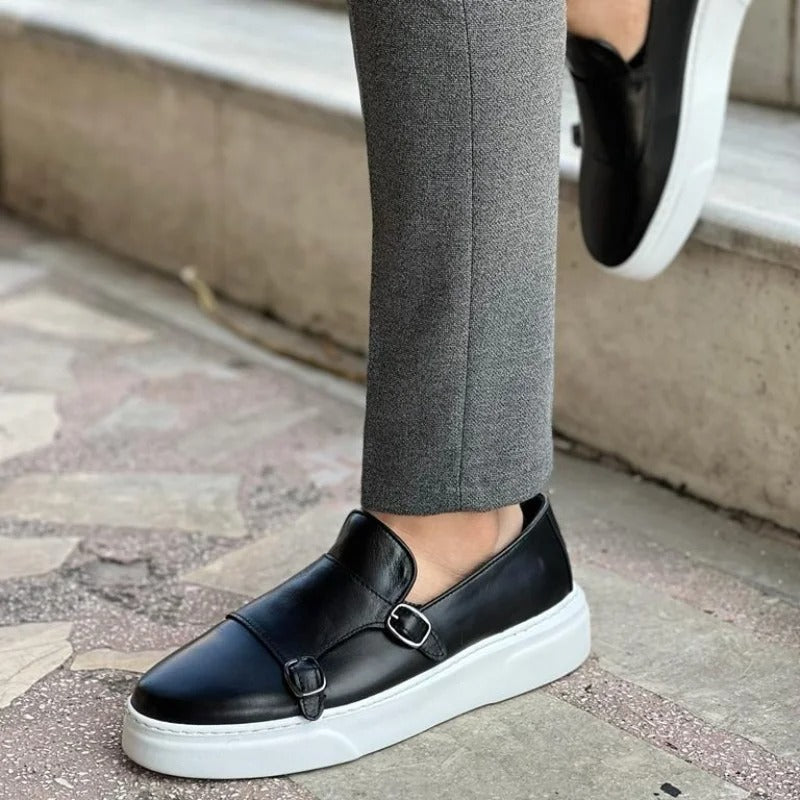 Men's Elegant Handmade Leather Loafer with Platform Sole