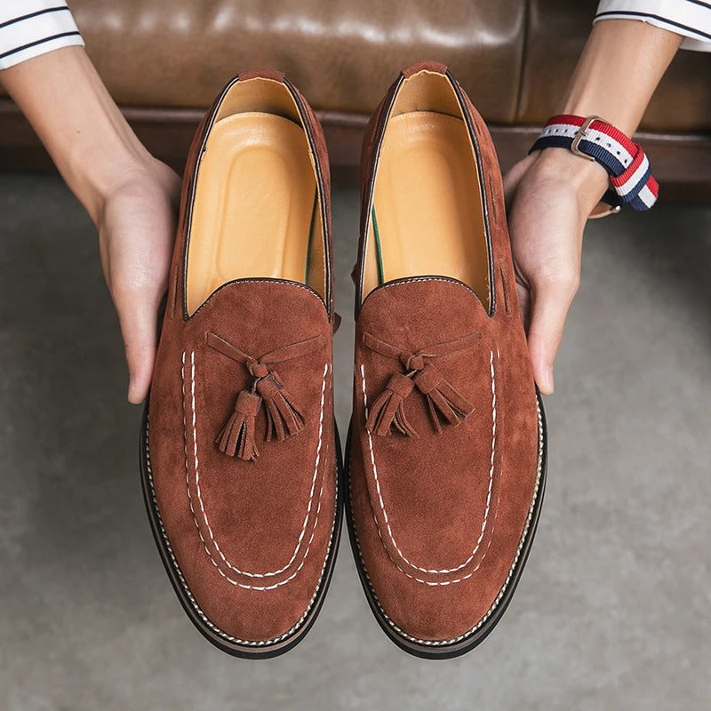 Men's Refined Suede Loafers with Elegant Detailing